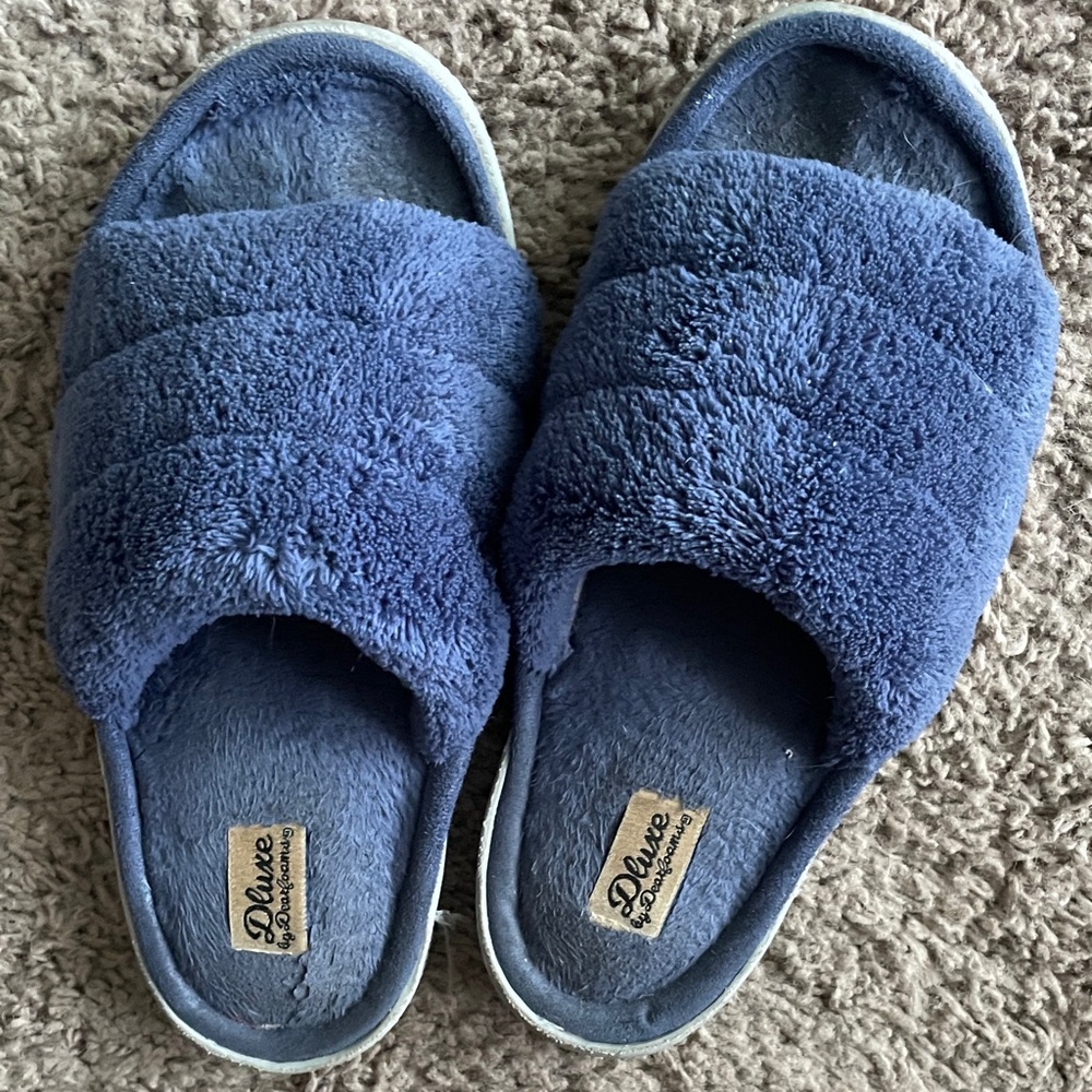 Fuzzy Navy Slippers